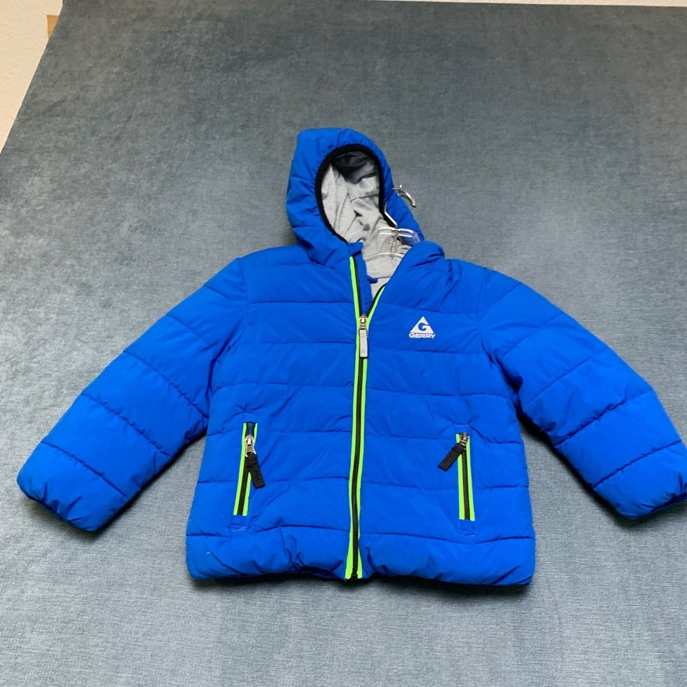 Gerry Puffer Jacket Toddlers 4T Royal Blue‎ Lined Full Zip Hooded Winter Wear
